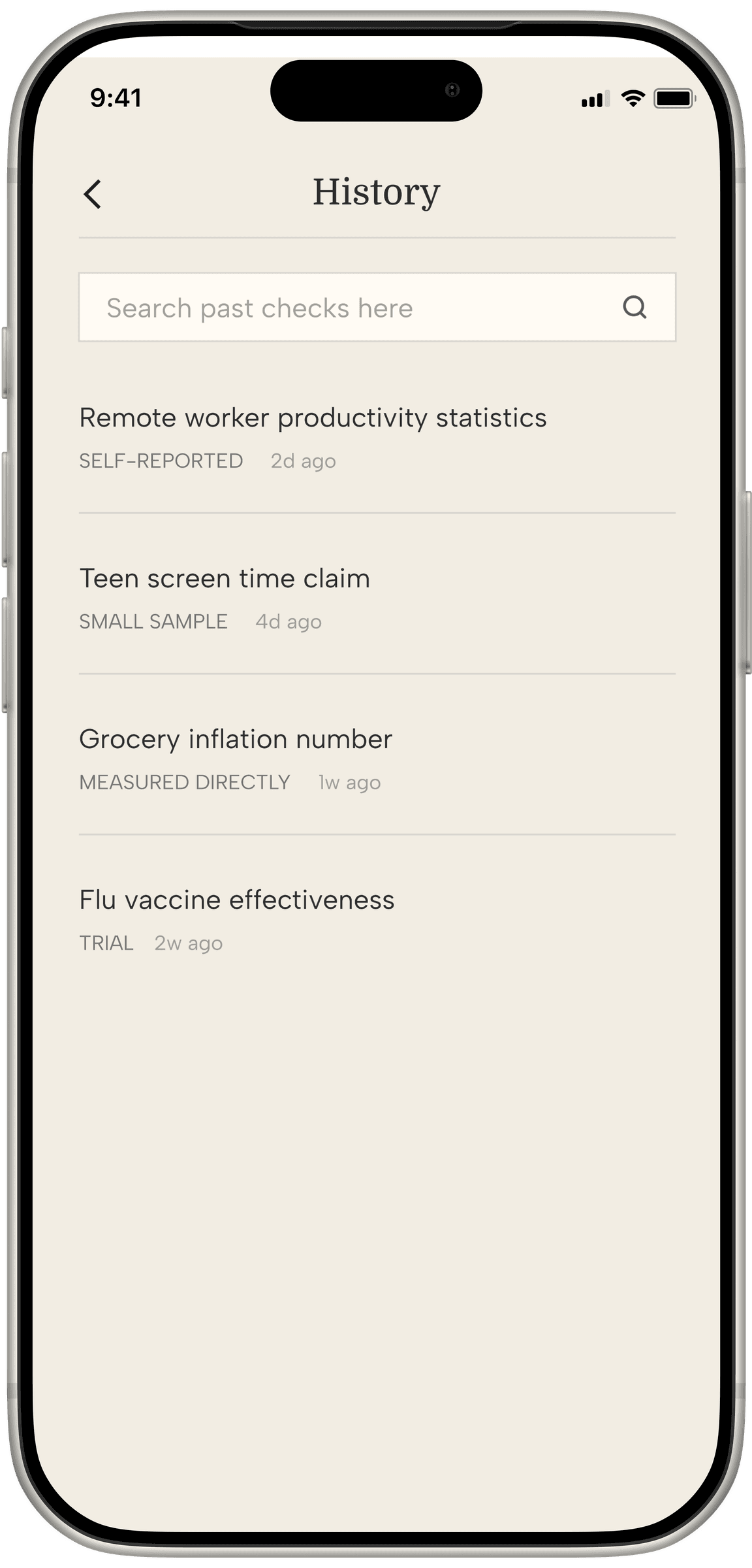 Context History screen