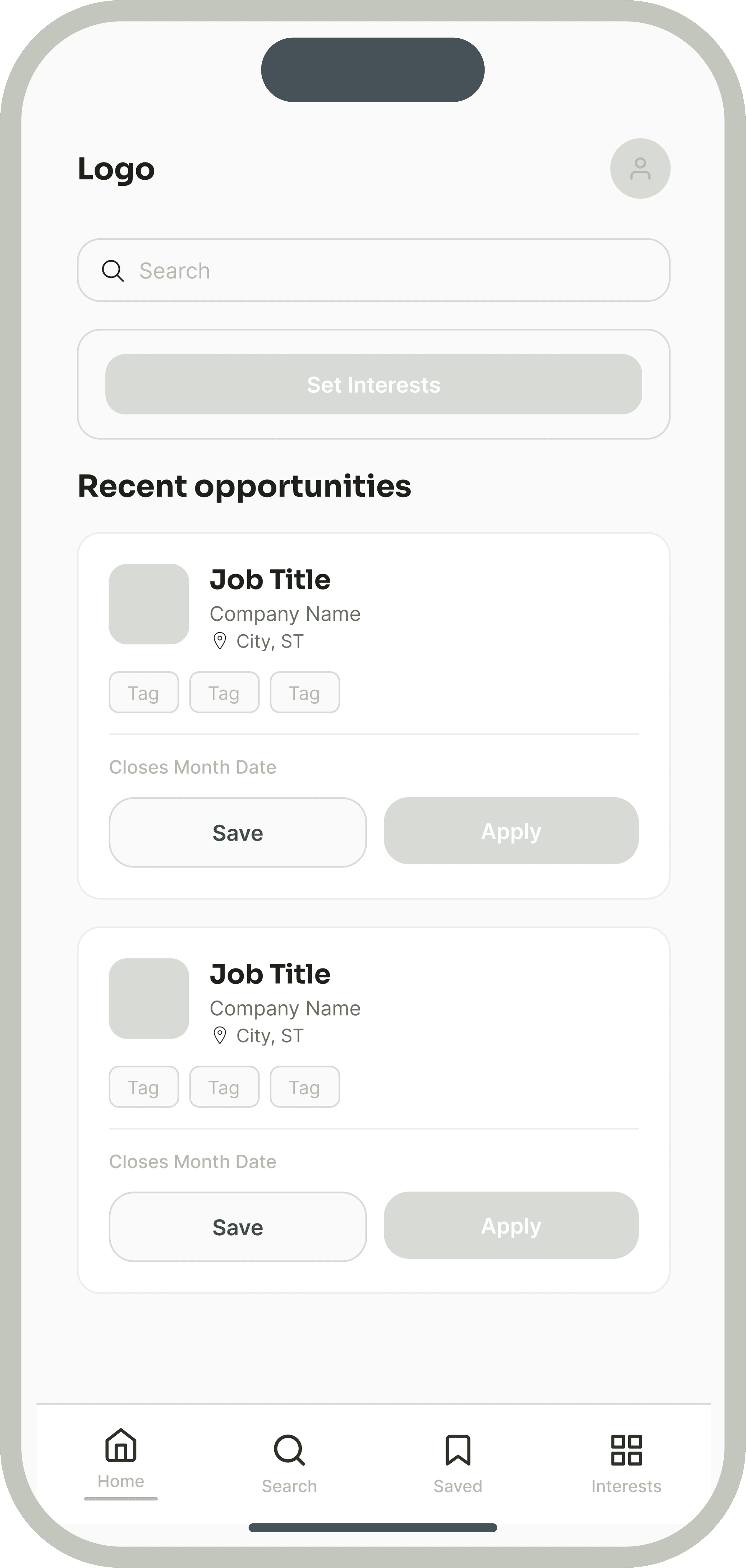 Refined Home wireframe