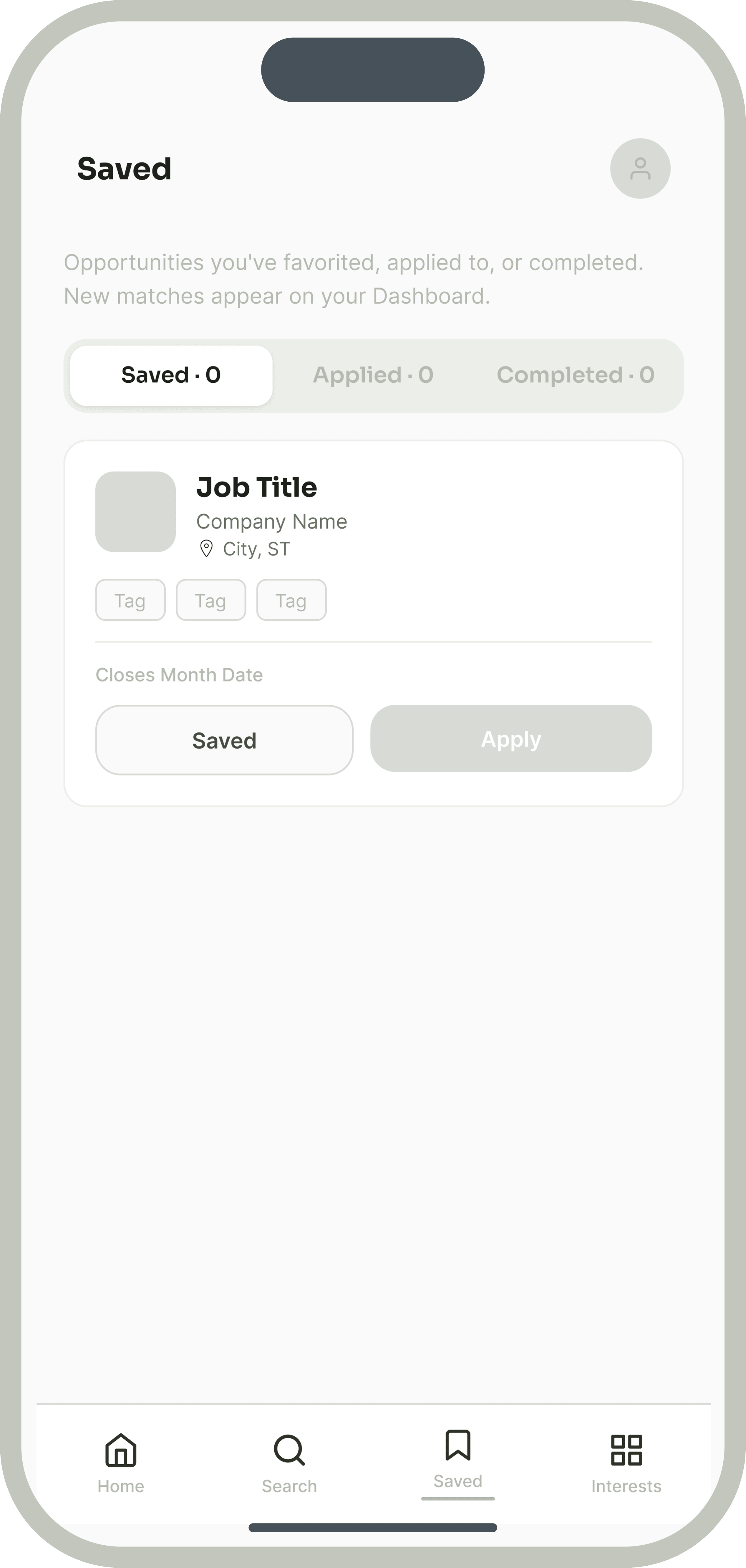 Refined Saved wireframe