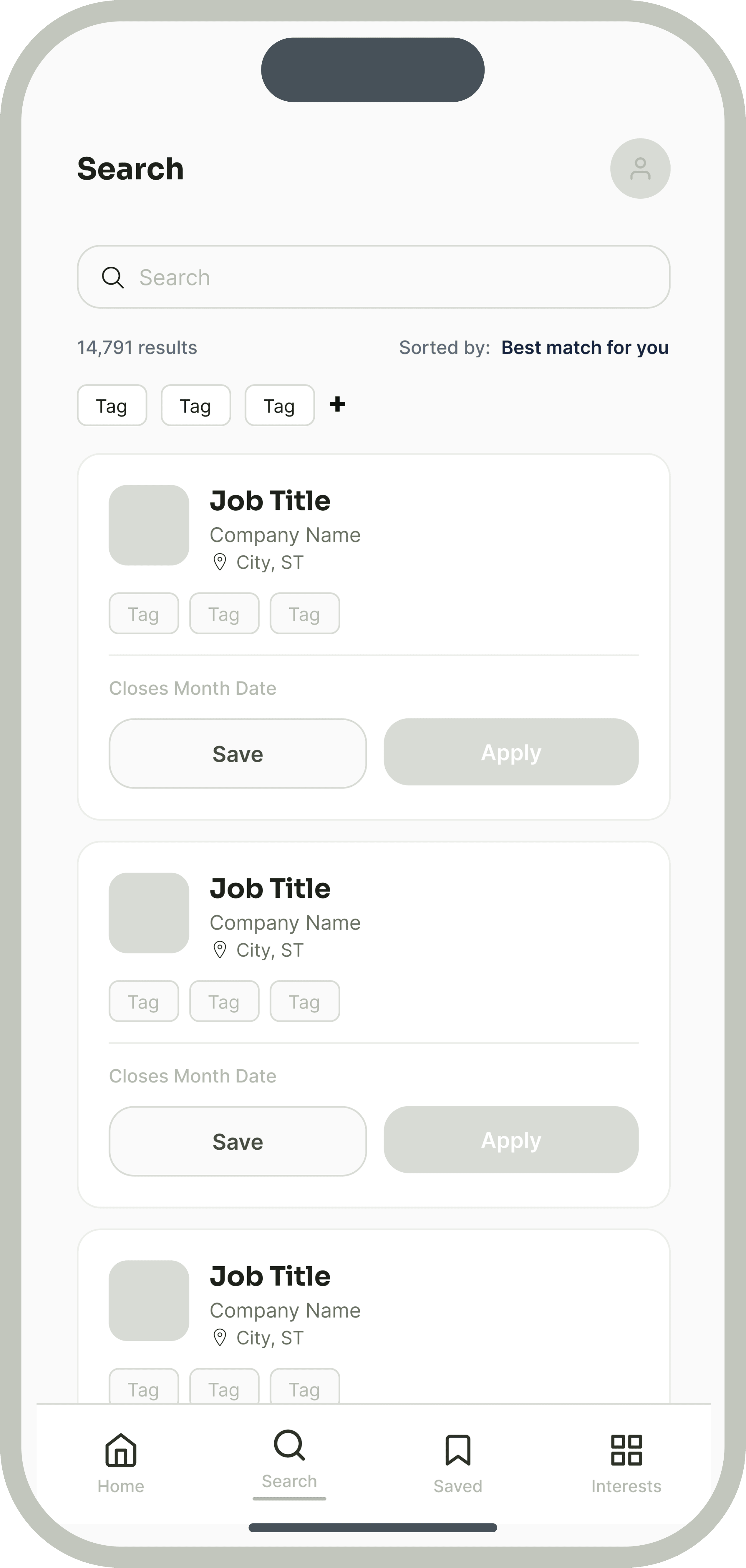 Refined Search wireframe