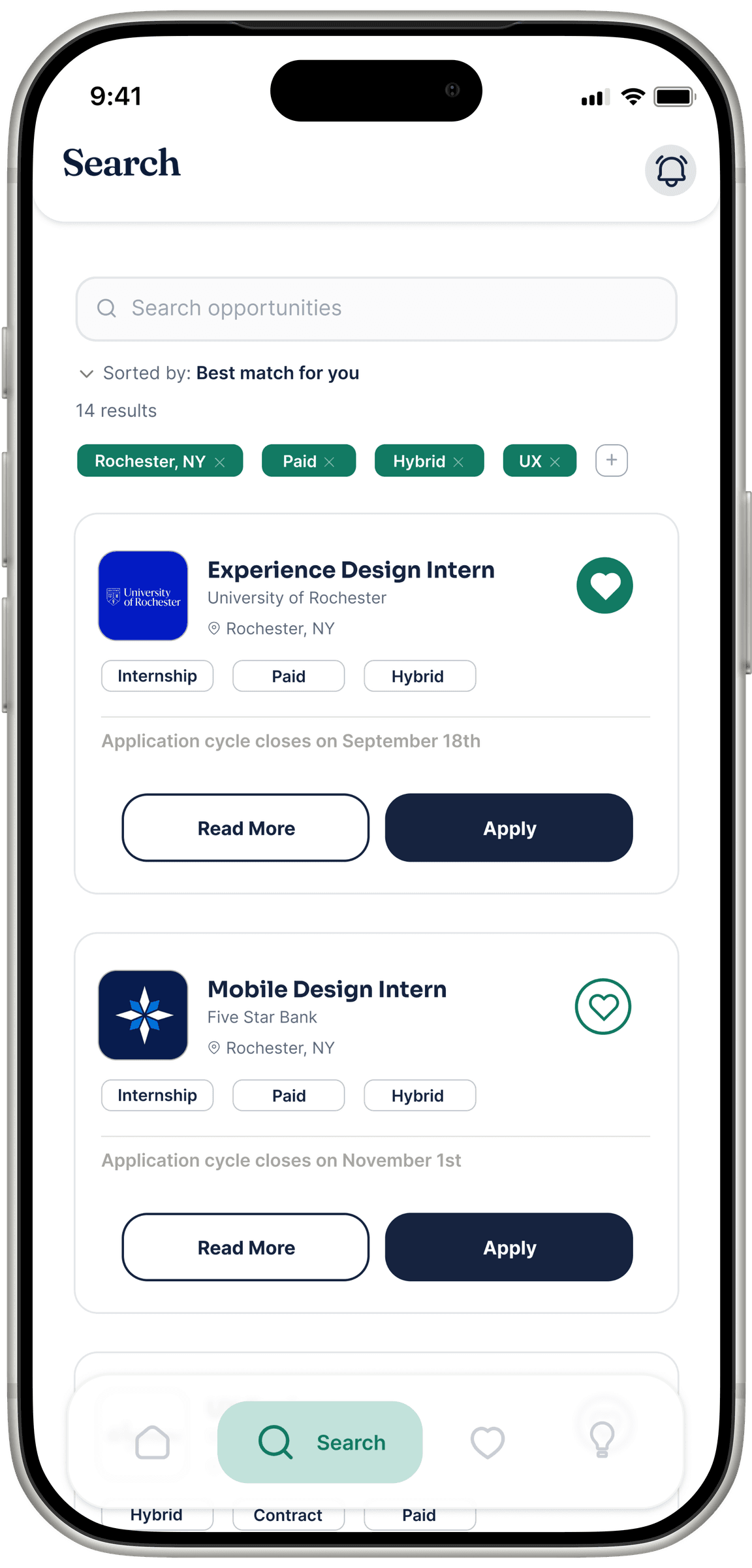 PeopleGrove Search screen, filtered