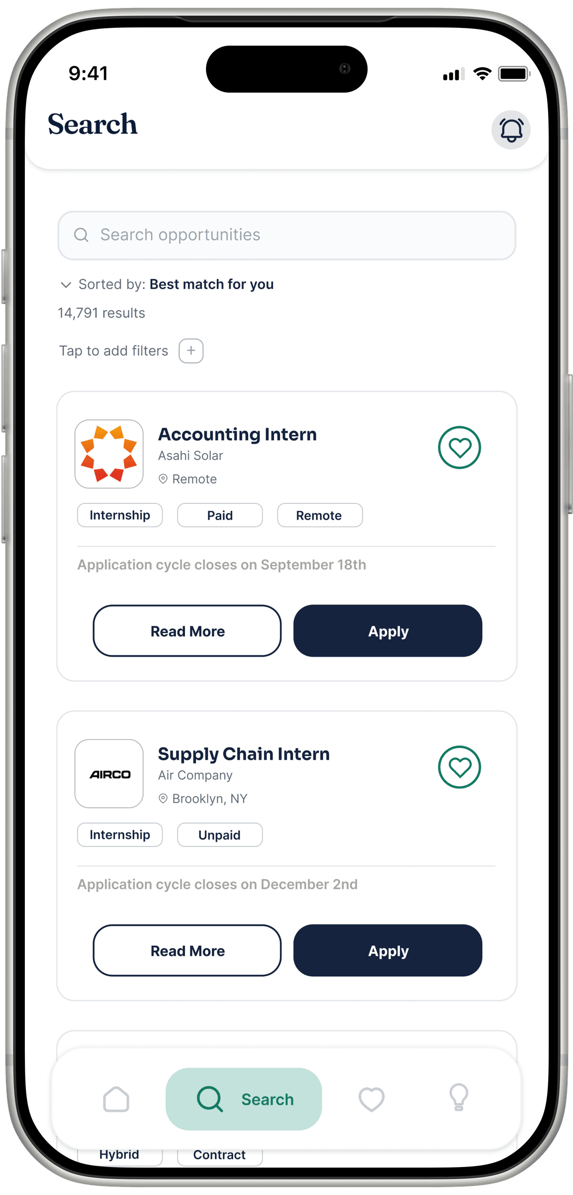PeopleGrove Search screen